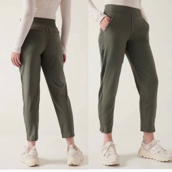 Athleta Brooklyn Pants Olive Green Size 14 - Picture 7 of 9